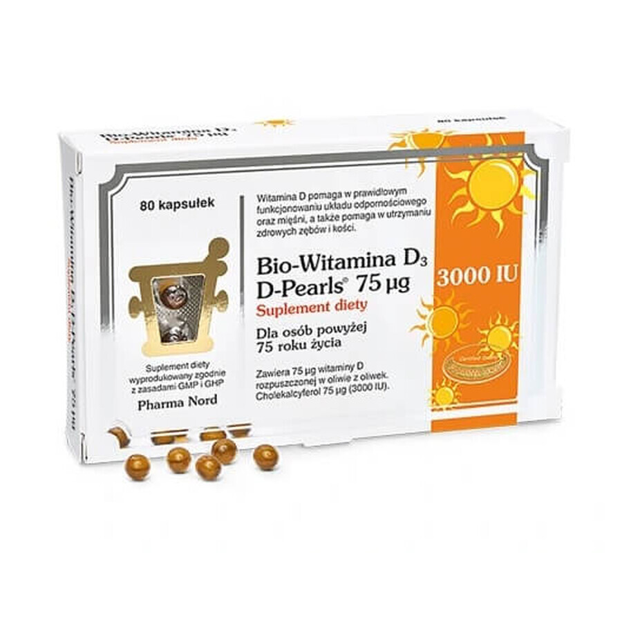 Bio-Vitamina D3 D-Pearls 75mcg, 80 capsule