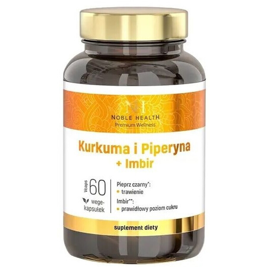 Noble Health, Kurkuma mit Piperin und Ingwer, 60 Kapseln