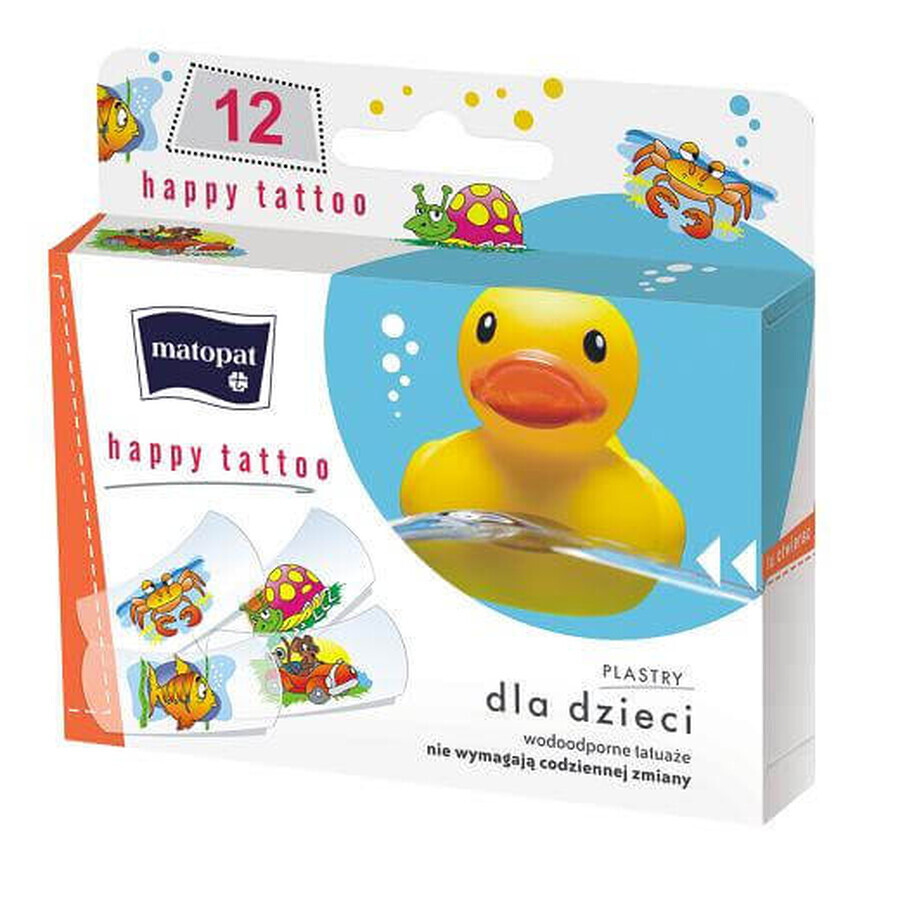 Matopat Happy Tatoo pleisters Happy Tatoo, 12 stuks - Blijft lang zitten!