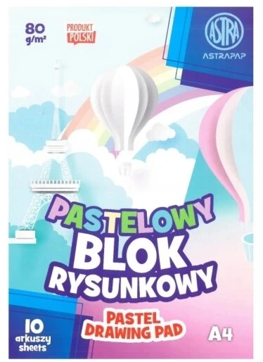 Pastell Zeichenblock 80g/m2 A4, 10 Blatt