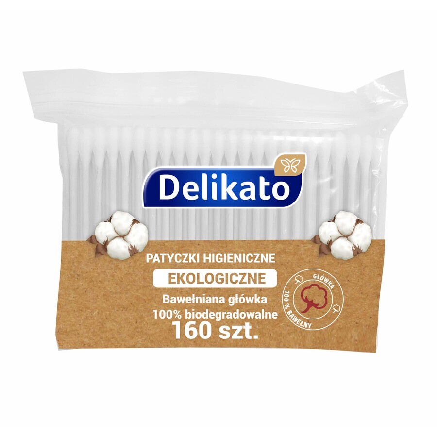 Delikato, ECO-Wattestäbchen, 160 Stück