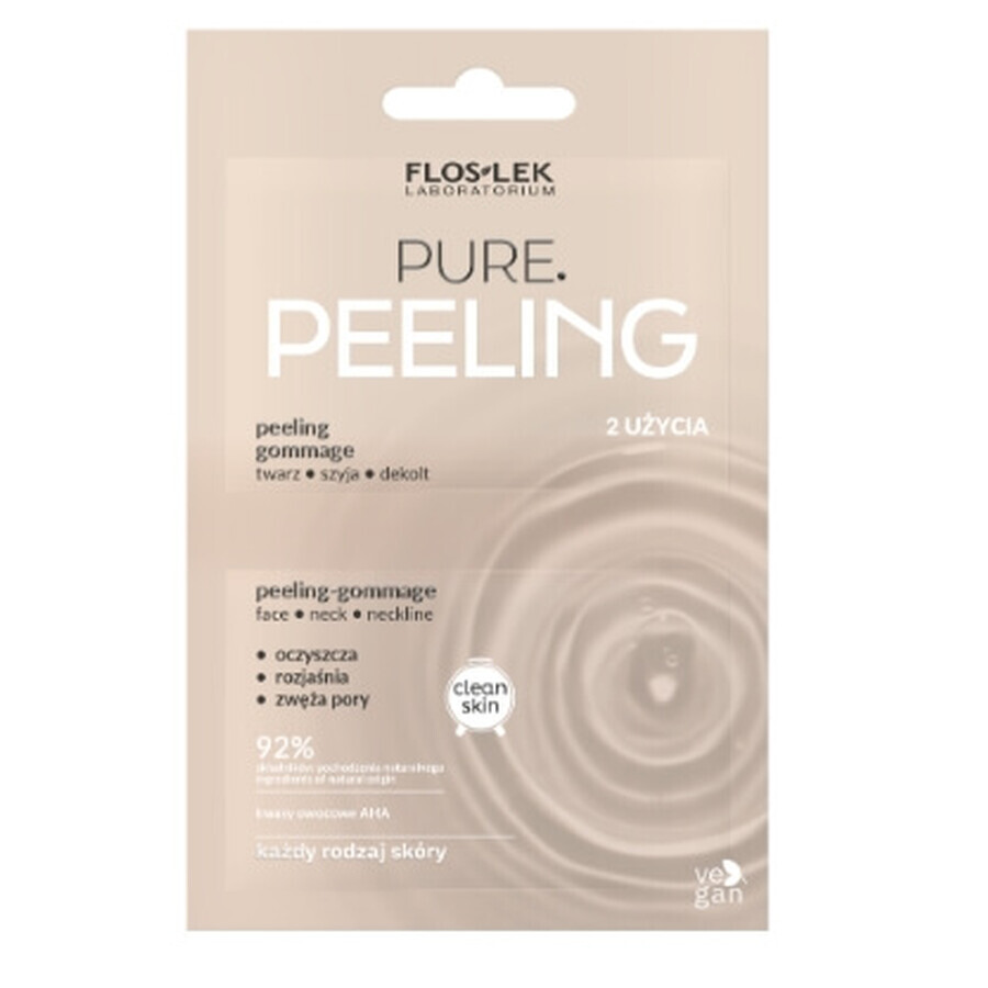 Flos-Lek Pure Peeling- Peeling für Gesicht, Hals, Dekolleté, 2 x 4 ml