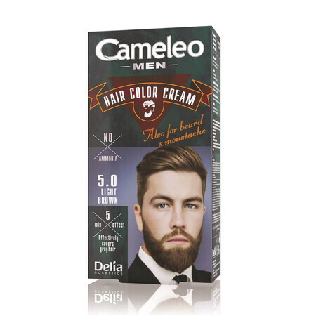 Cameleo Men Hair Colour Cream Bart- und Haarfarbe 5.0 Hellbraun, 30ml