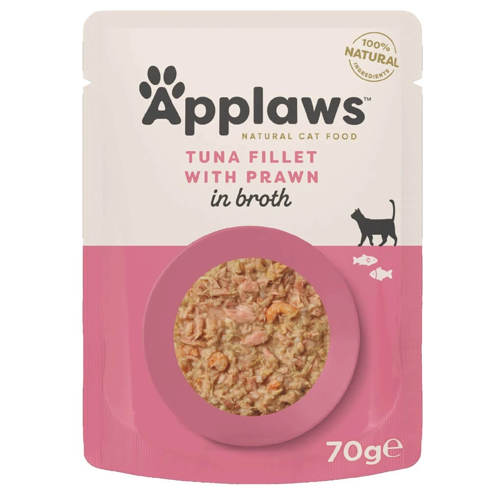 Katzennassfutter mit Thunfischfilet und Garnelen, 70 g, Applaws