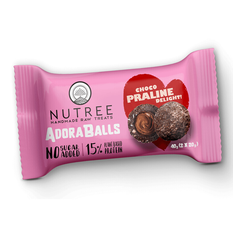 Glutenfreie Eiweißpralinen AdoraBalls Choco Praline Delight, 40 g, Nutree