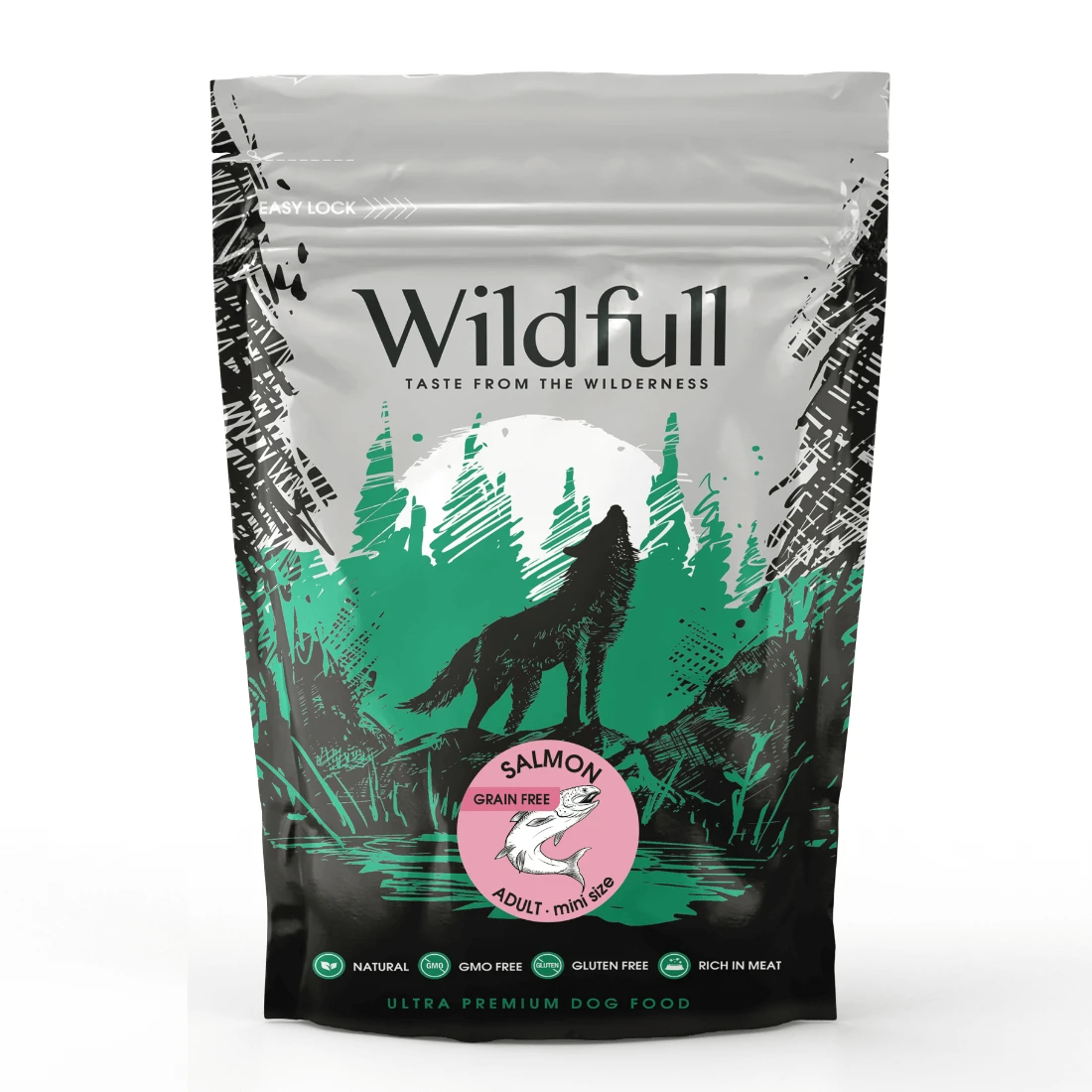 Lachs Trockenfutter für kleine ausgewachsene Hunde Adult Mini Size, 500 g, Wildfull