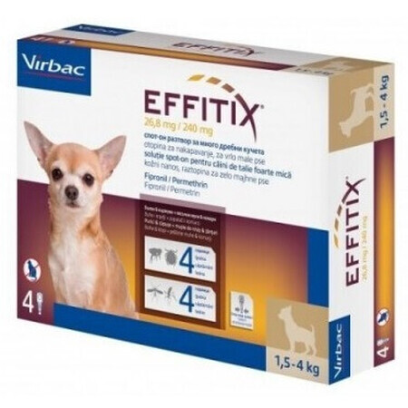 Antiparasitikum für Hunde 1.5-4 Kg Effitix XS, 4 Pipetten, Virbac