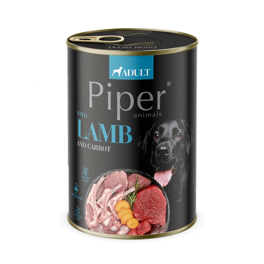 Cibo umido per cani adulti con agnello e carota, 400 g, Piper