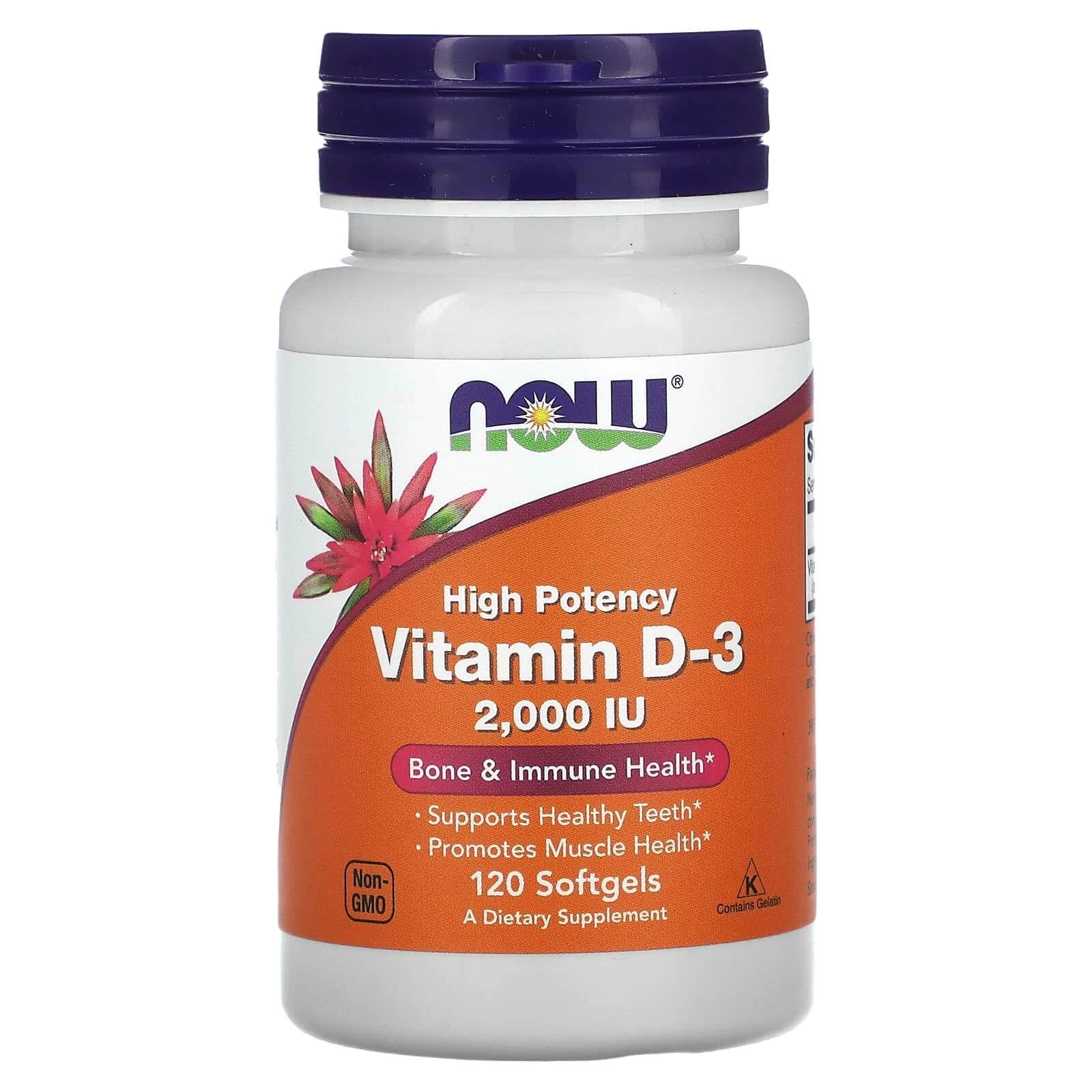 Vitamin D-3, 2.000 IU, 120 Weichkapseln, Now Foods