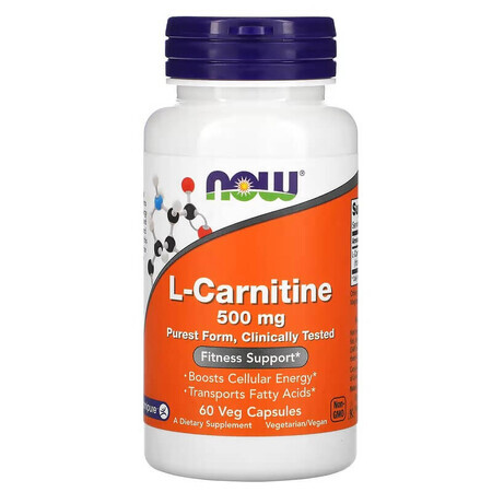 L-Carnitina Carnipure, 500 mg, 60 cápsulas vegetales, Now Foods