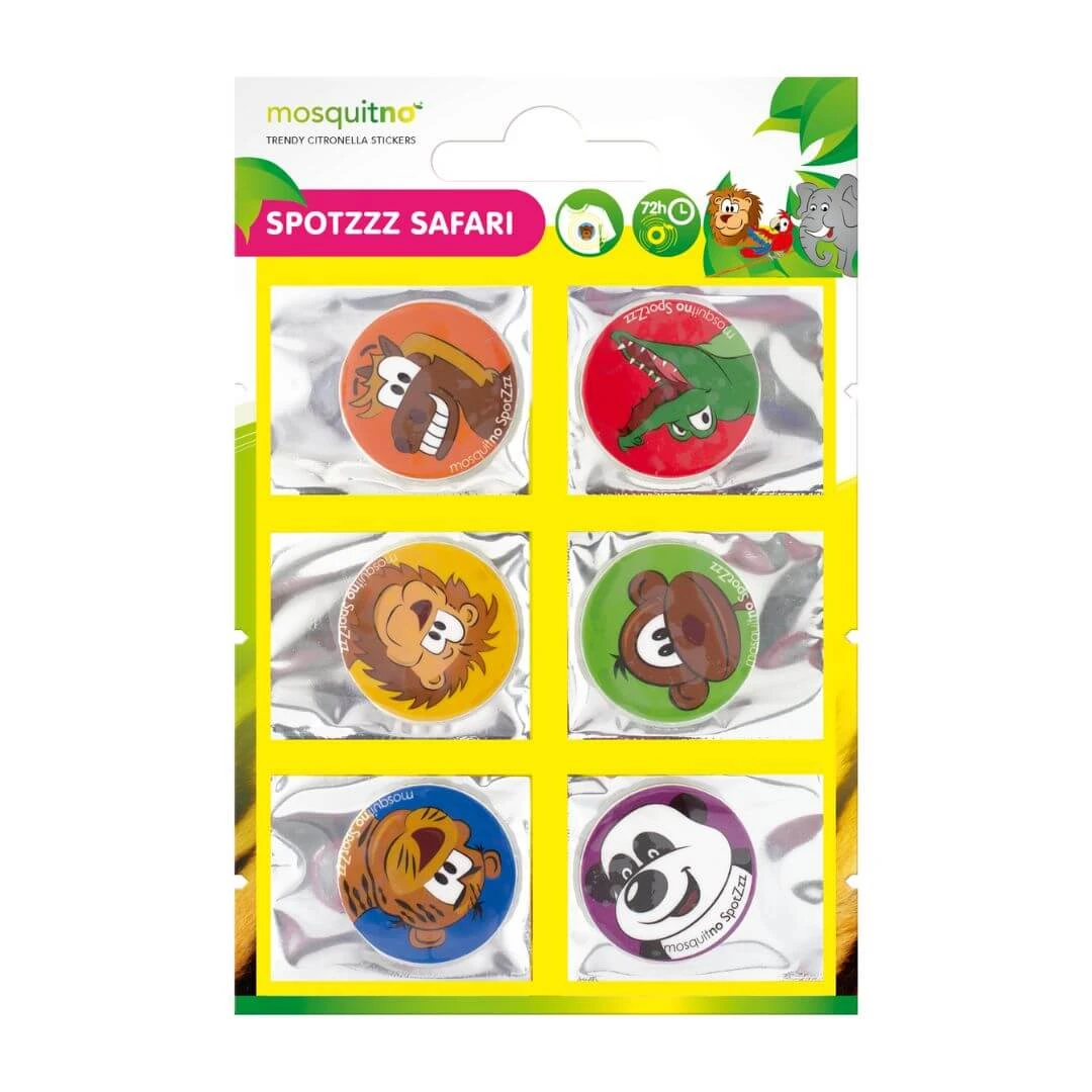 Set von 6 Anti-Mücken-Aufklebern für Kinder, mit Citronella-Duft, amnimales Muster, MosquitNo, 5,4 gr