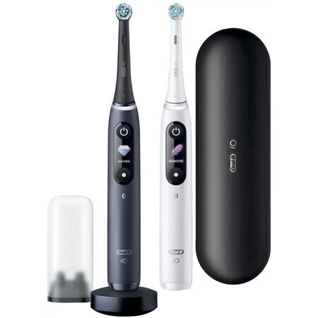 Oral B EK Duo iO Series 8 Black&White + suport periuță de dinți + geantă de călătorie