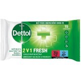 Dettol 2-in-1 Hand and Surface Disinfecting Wipes 15 pcs