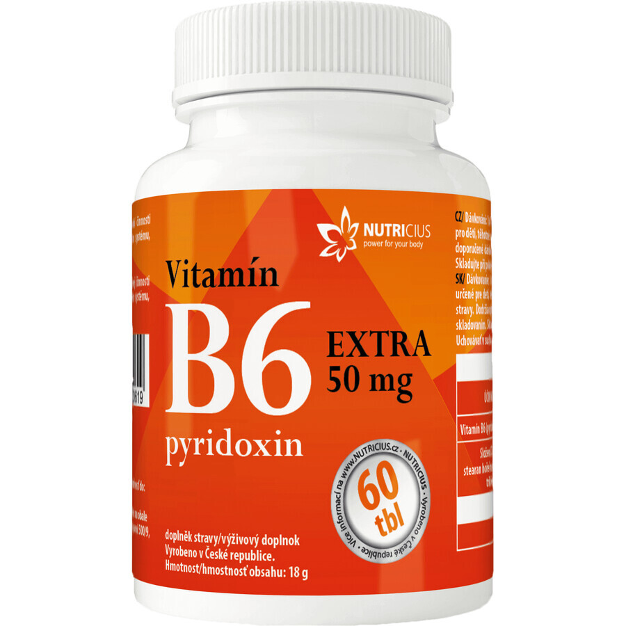 Nutricius Vitamin B6 EXTRA - Pyridoxin 50 mg 60 Tabletten