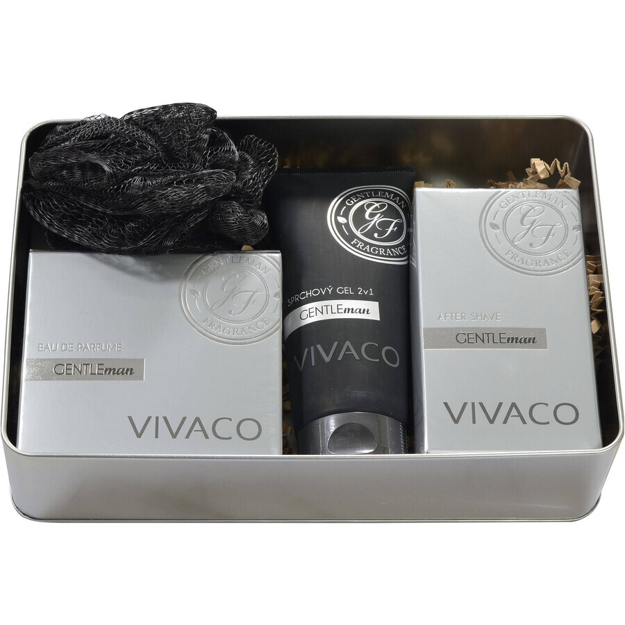 Vivaco Confezione regalo Gentleman silver edition - EDP 50ml + gel doccia 200ml + dopobarba 100ml + 1x regalo