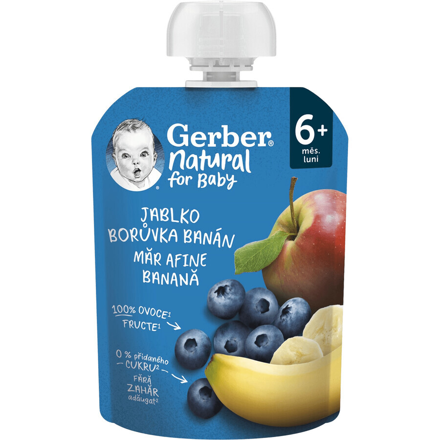 Gerber Natural apple, blueberry and banana bag 6m+ 90 g