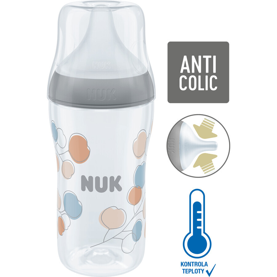 Nuk Perfect Match bottle with temperature control, gray 260 ml