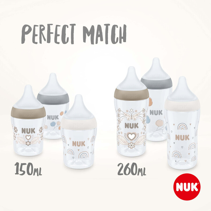 Nuk Perfect Match bottle with temperature control, gray 260 ml