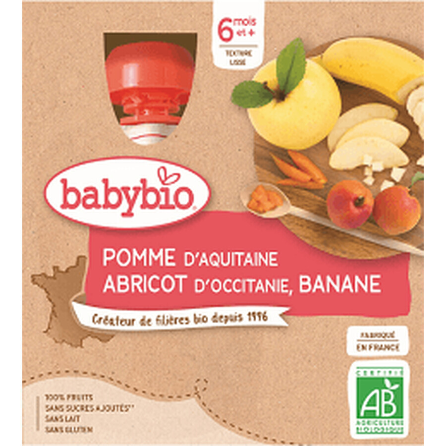 Babybio doypack Apfel, Aprikose, Banane 4 x 90 g