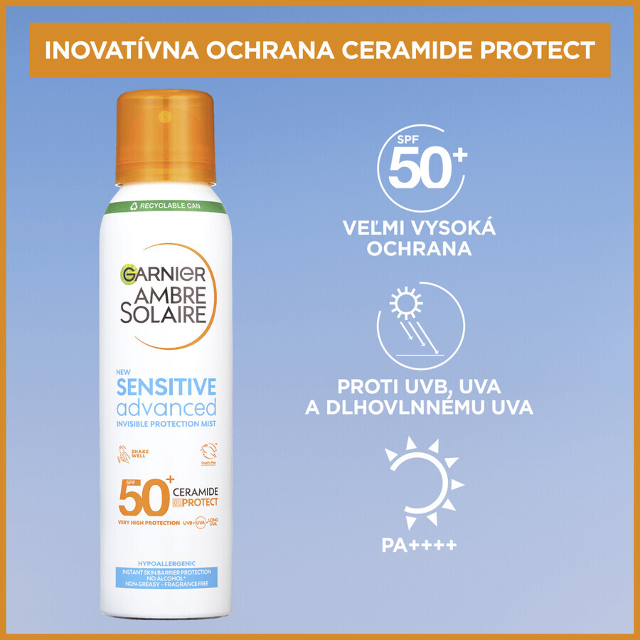 Garnier Ambre Solaire Solaire Sensitive Advanced Protective Mist, very high protection, slightly sensitive skin, SPF 50+, 150 ml