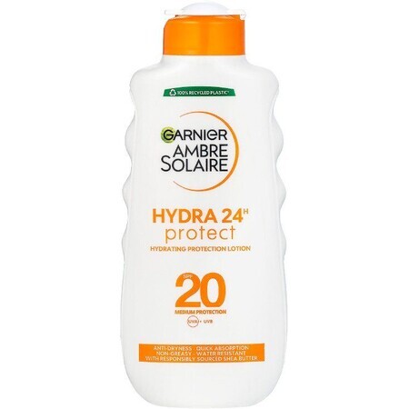 Garnier Ambre Solaire Loción de protección solar media para pieles ligeramente bronceadas con OF 20, 200 ml