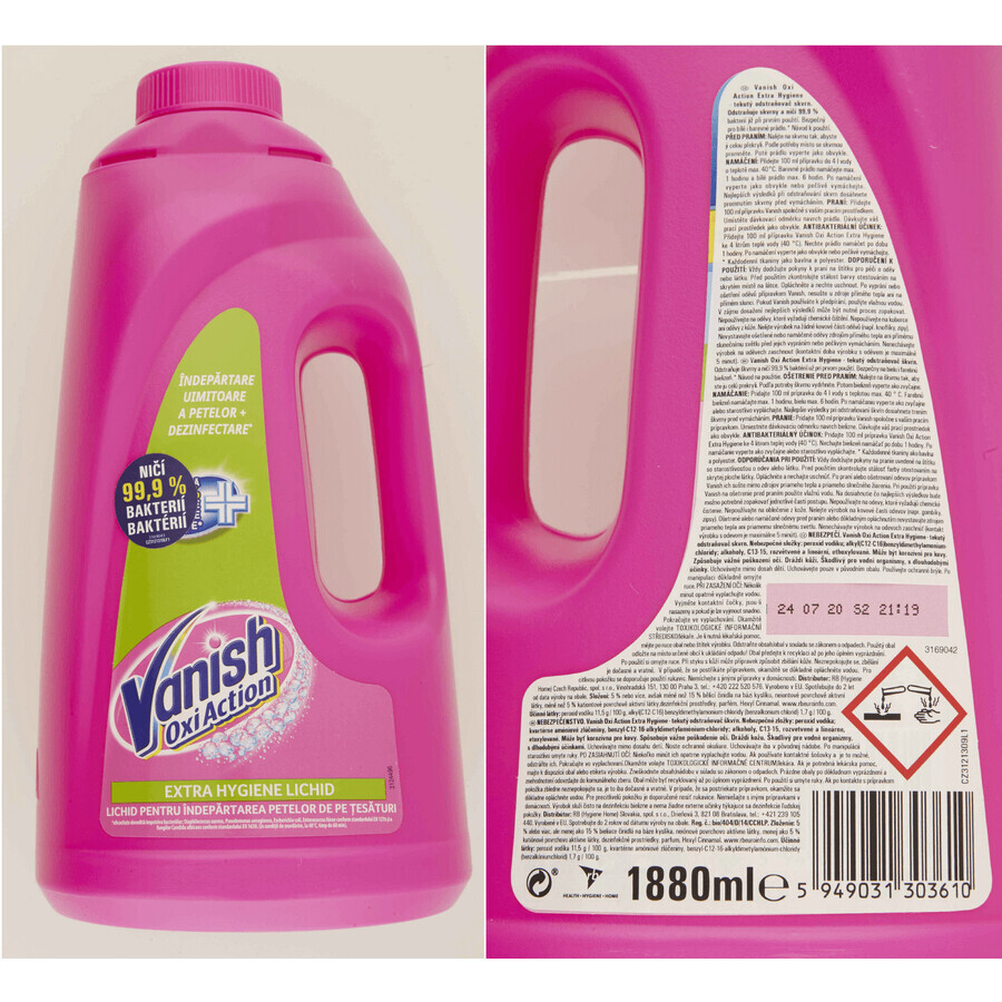 Vanish Oxi Action Extra Hygienic 20 wash stain remover 1.88 l