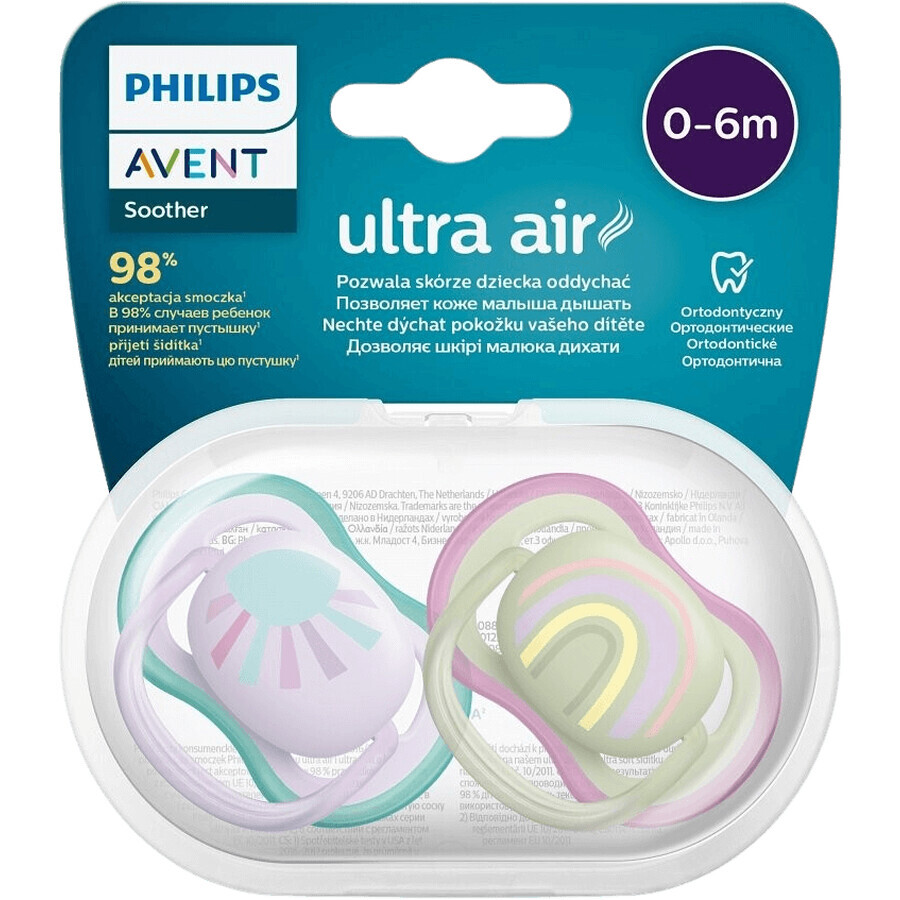 Philips Avent Ultra Air Schnuller 0-6m Mädchen (Regenbogen) 2 Stück