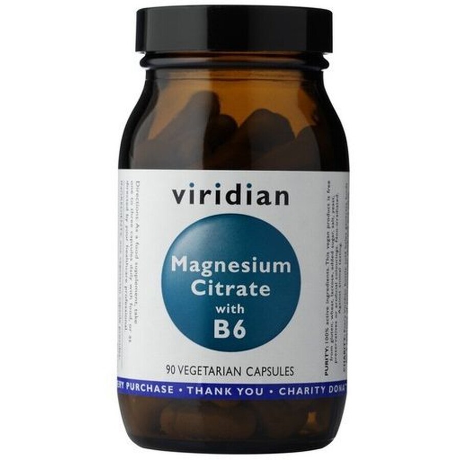 Viridian Magnesiumzitrat mit Vitamin B6 90 Kapseln