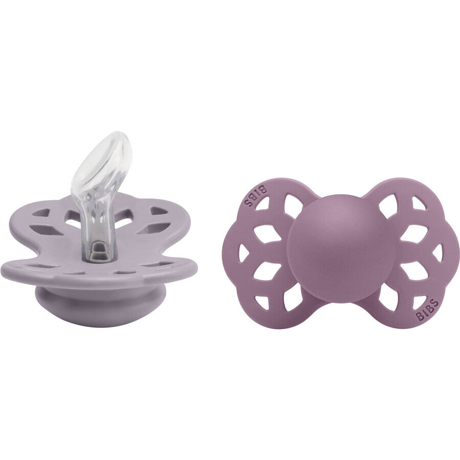 BIBS Infinity Anatomische Stilleinlagen aus Silikon, Größe 1, Fossil Grey / Mauve 2 Stück