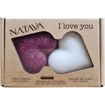 Natava Gift box Heart - solid shampoo + conditioner + ceramic soap dish