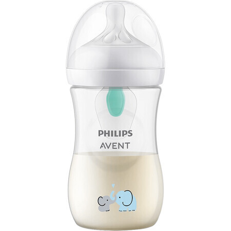 Biberon Natural Response de Philips Avent avec valve AirFree 260 ml, 1m+ éléphant