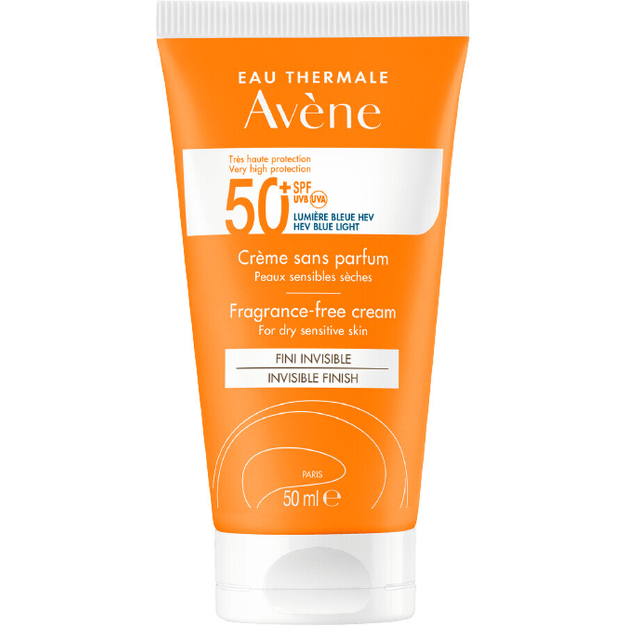 Avène Crema Piel Sensible SPF 50+ sin perfume 50 ml