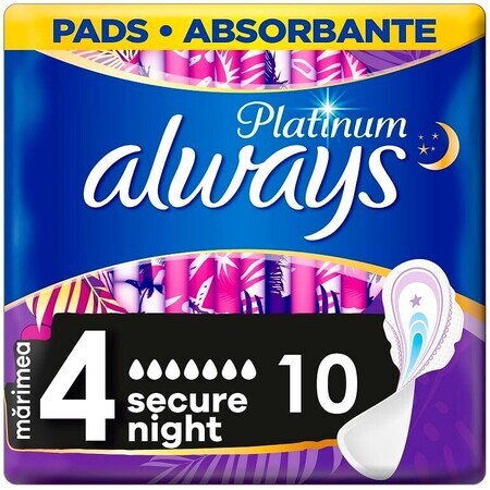 Always Platinum Secure Pads sanitare de noapte 10 buc