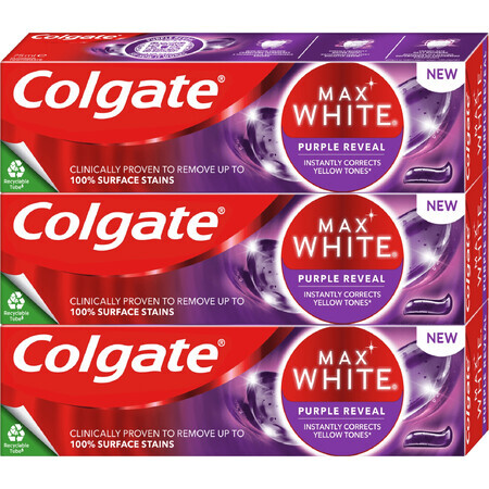 Pasta de dinți de albire Colgate Max White Purple Reveal 3 x 75 ml