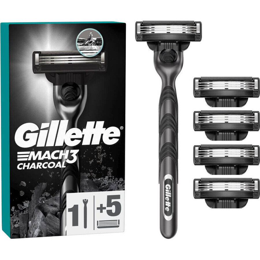 Gillette Mach3 Charcoal Herrenrasierer + 5 Scherköpfe