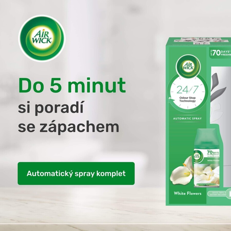 Airwick Difuzor automat Freshmatic alb cu flori albe de frezie 250 ml reîncărcare