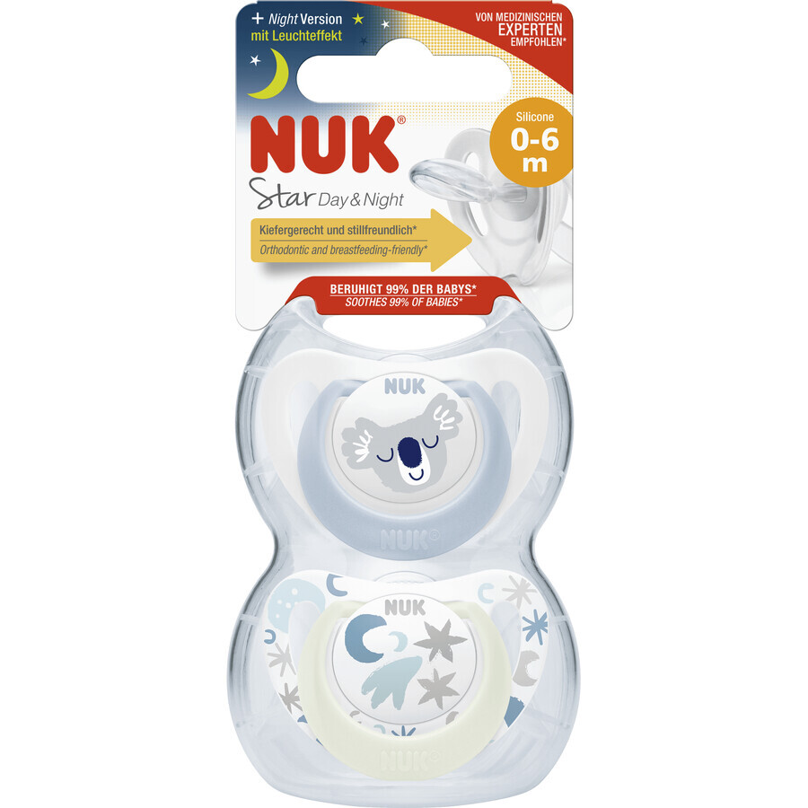 Nuk Succhietto Star Day & Night 0-6 m 2 pz.