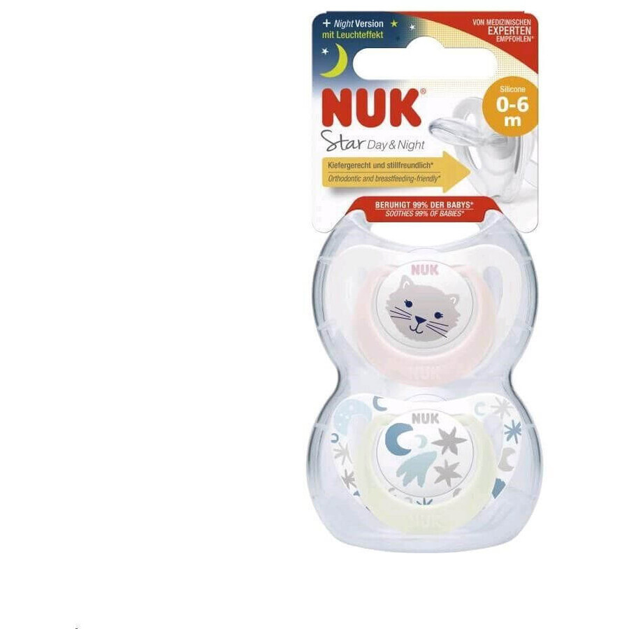 Nuk Succhietto Star Day & Night 0-6 m 2 pz.