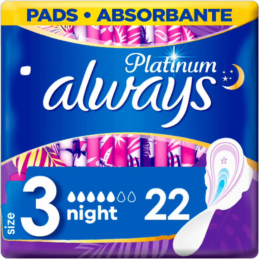 Always Platinum night Damenbinden (Größe 3) mit Flügeln 22 Stück