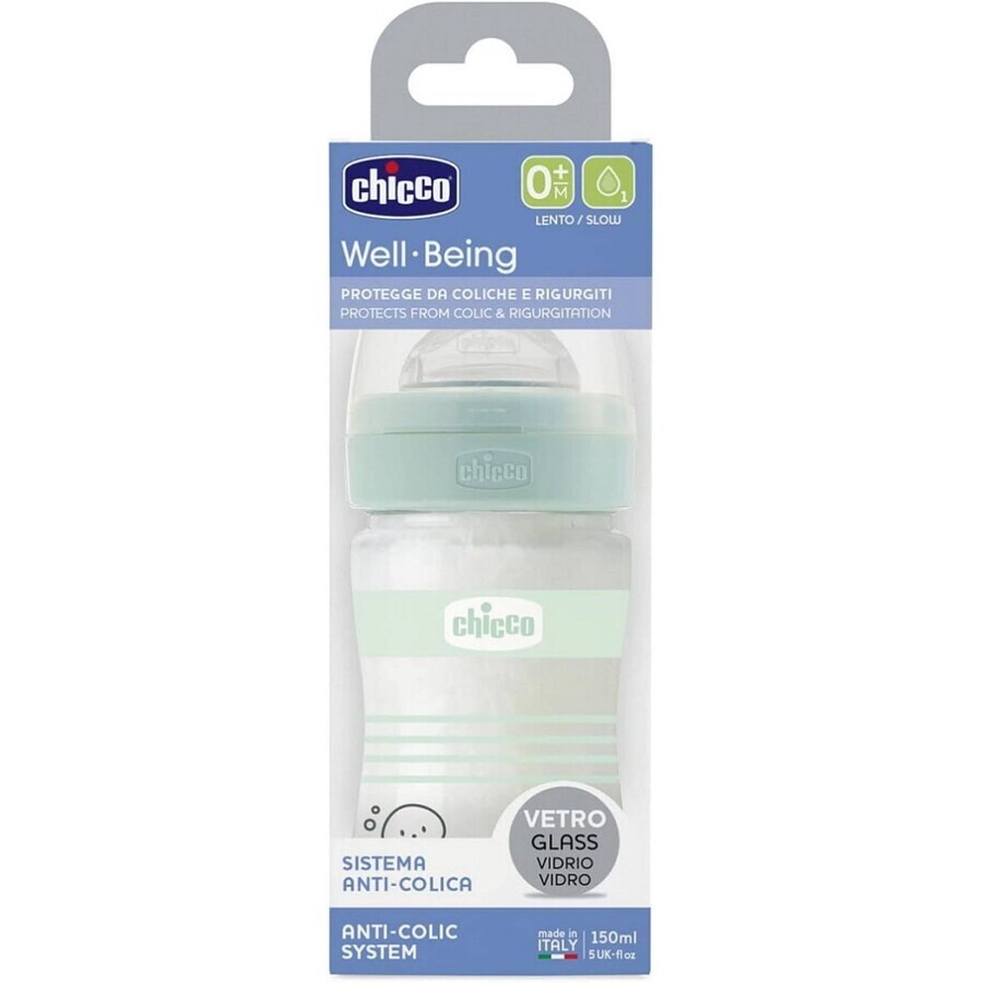 Chicco Sticlă pentru bebeluși Well-being silicon, uni 150 ml