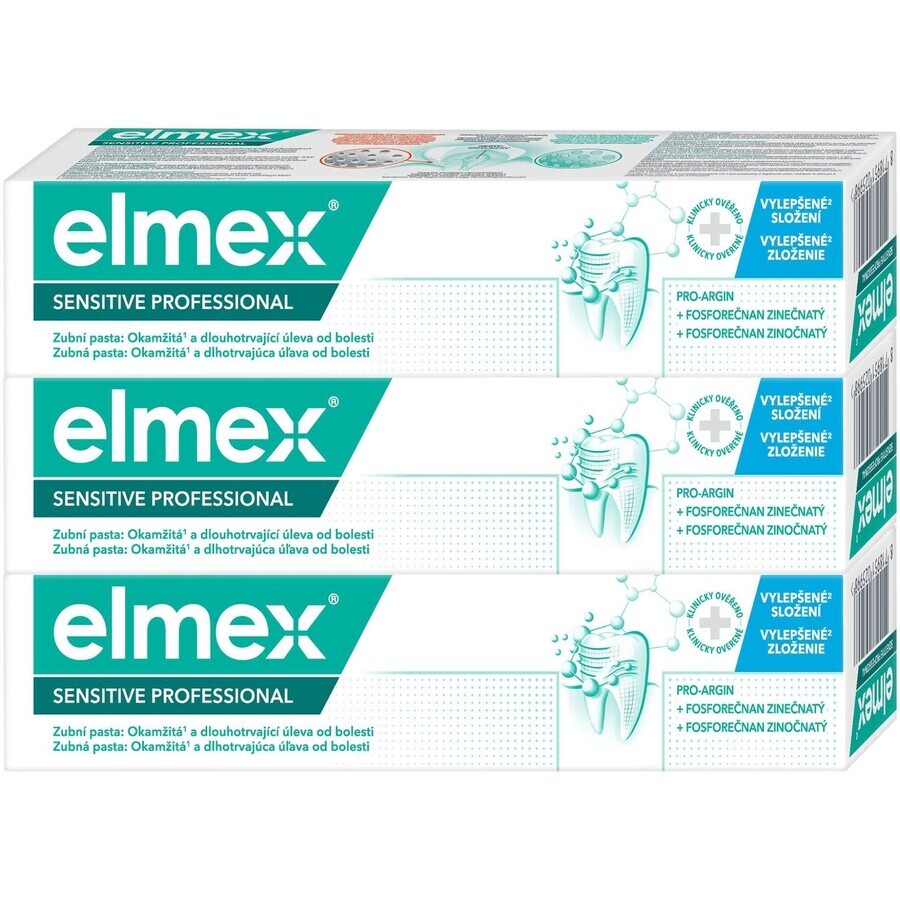 Elmex Sensitive Professional Sanfte aufhellende Zahnpasta für empfindliche Zähne 3 x 75 ml