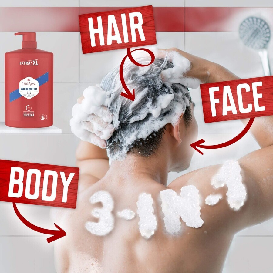 Old Spice Whitewater Duschgel und Shampoo für Männer mit frischem Duft 1000 ml