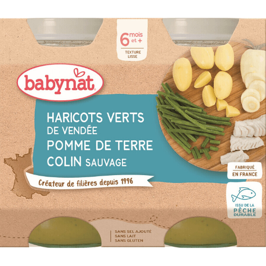 Babybio Menu Kartoffeln und grüne Bohnen mit Seehecht 2 x 200 g