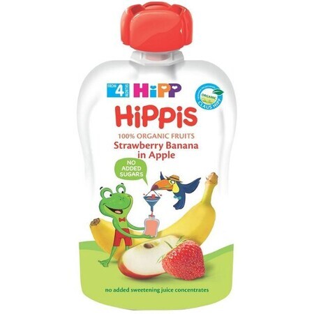 HiPP est un snack 100% fruits (pomme, banane, fraise) en capsule 100 g