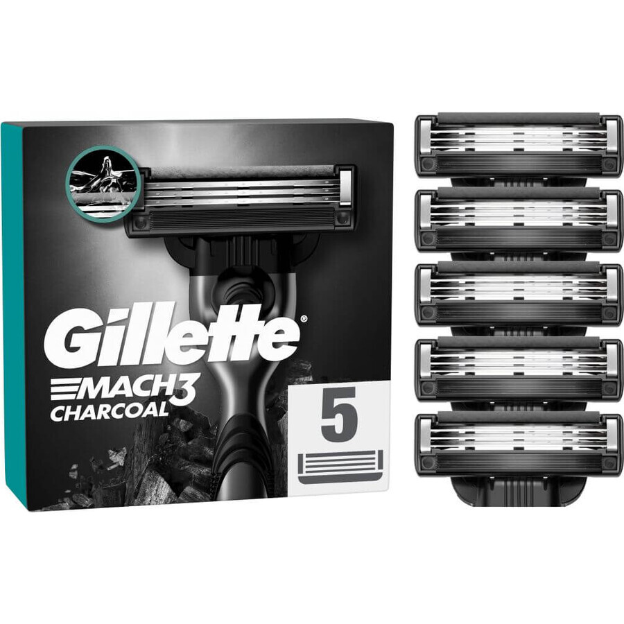 Gillette Mach3 Charcoal Ersatzscherköpfe für Männer 5 Stück