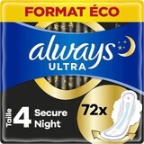 Always Ultra Night Safe Damenbinden mit Flügeln 72 Stück