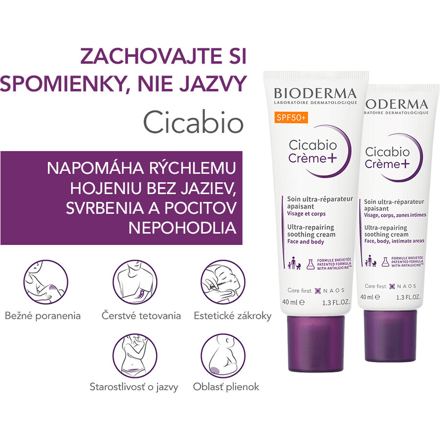 Bioderma Cicabio Cream+ SPF 50+ soothing and regenerating cream 40 ml