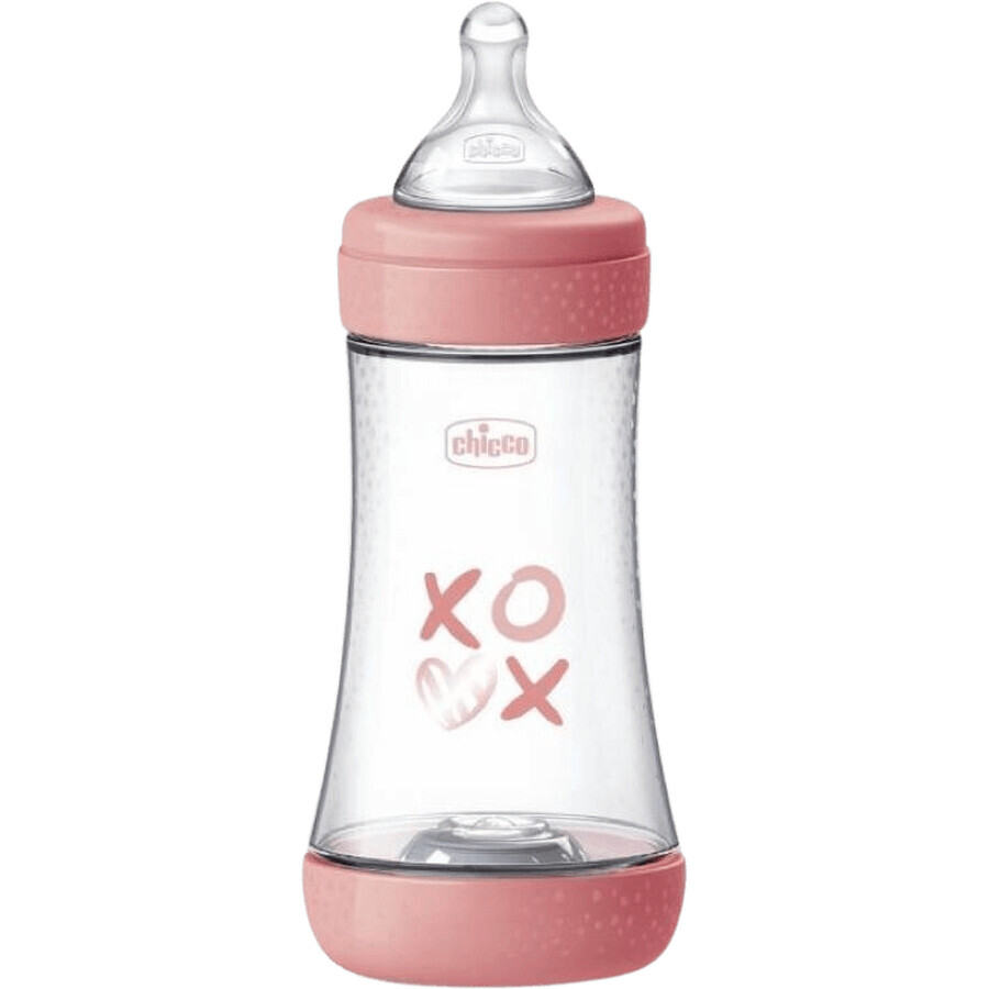 Chicco Perfect5 Silikon-Futterflasche, rosa 240 ml