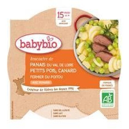 Babybio menú chirivías con guisantes y pato de corral 260 g