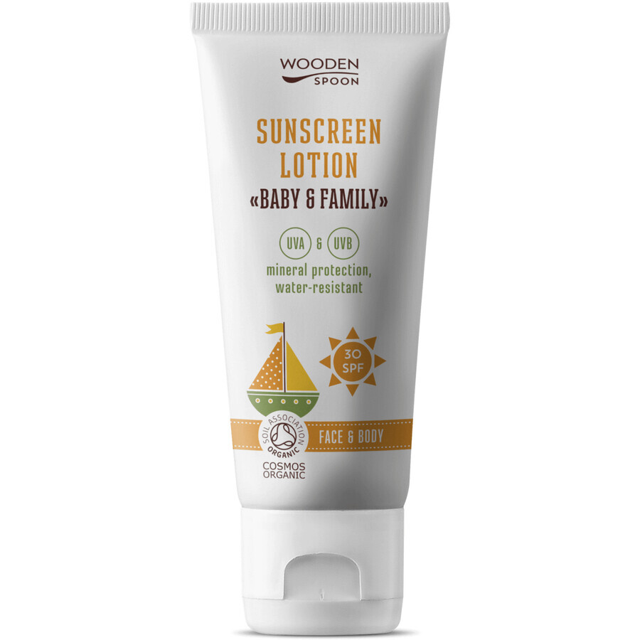 Cucchiaio di legno Baby & Family Lozione solare per il corpo SPF30, 100 ml